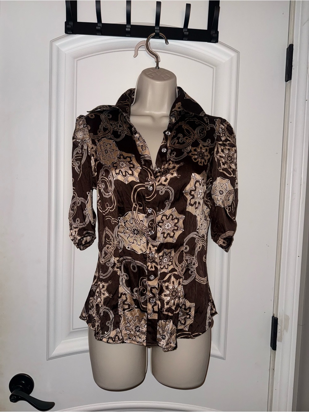 Bebe Brown Paisley Top size Small